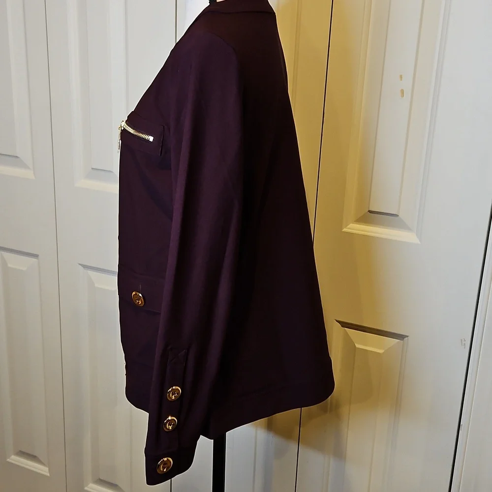 BOSTON PROPER Purple amd Gold Utility Jacket with Modern Silhouette XS Zipup - Picture 7 of 11